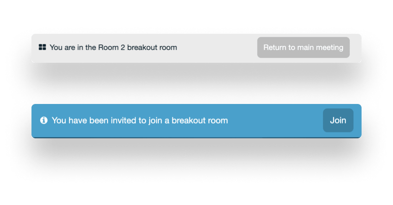 top banner for join to breakout room or back to main room