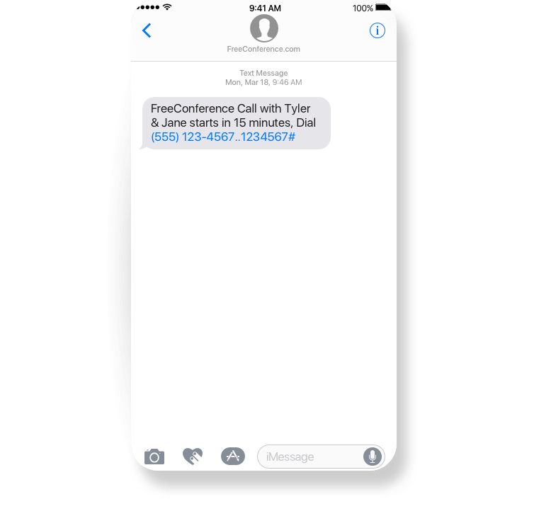 SMS meeting invitation message on iphone screen