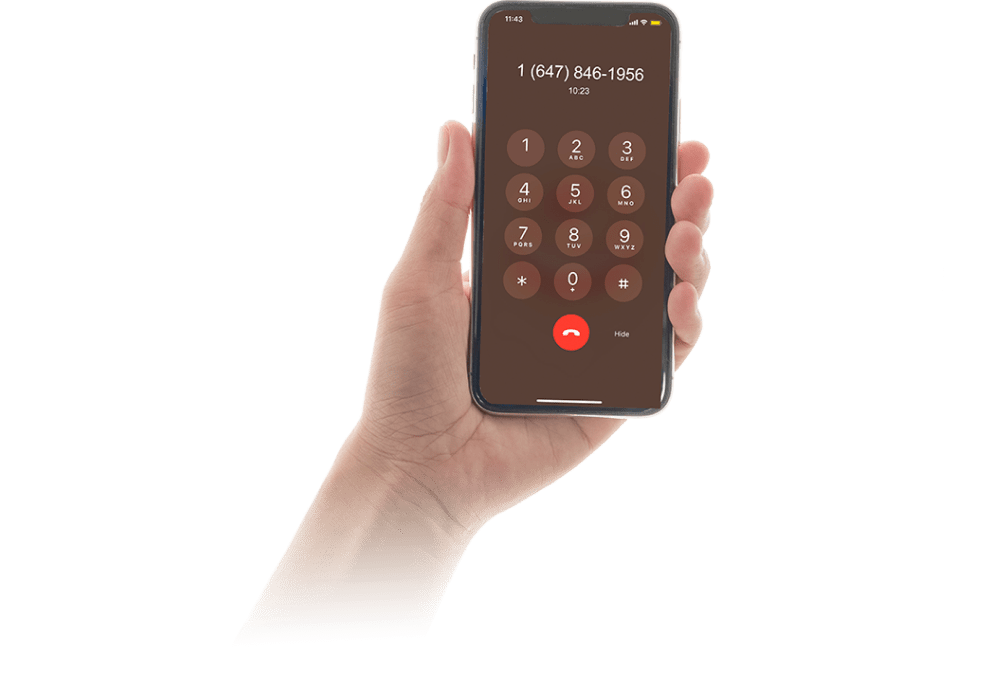 Hand hold iPhone calling out with toll free numbers