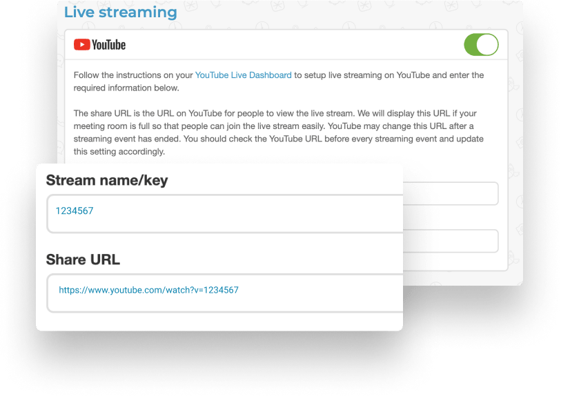 Streaming pannel in settings